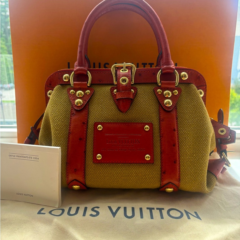 Louis Vuitton sac de nuit toile Trianon canvas ostrich mm